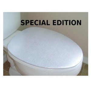 Shiny Fabric Lid Cover toilet SEAT Round & Elongated HandMade USA - Metallic
